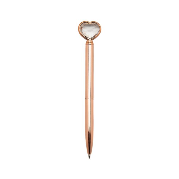 Caneta Metal Coração Diamante