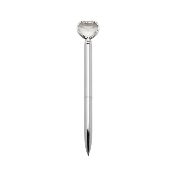 Caneta Metal Coração Diamante